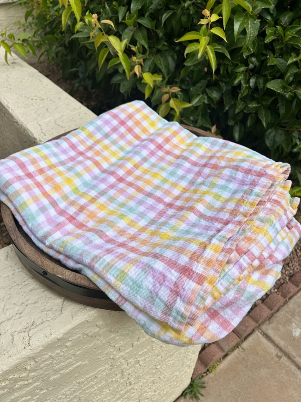 Pastel Multi-Color Gingham Cotton Tablecloth